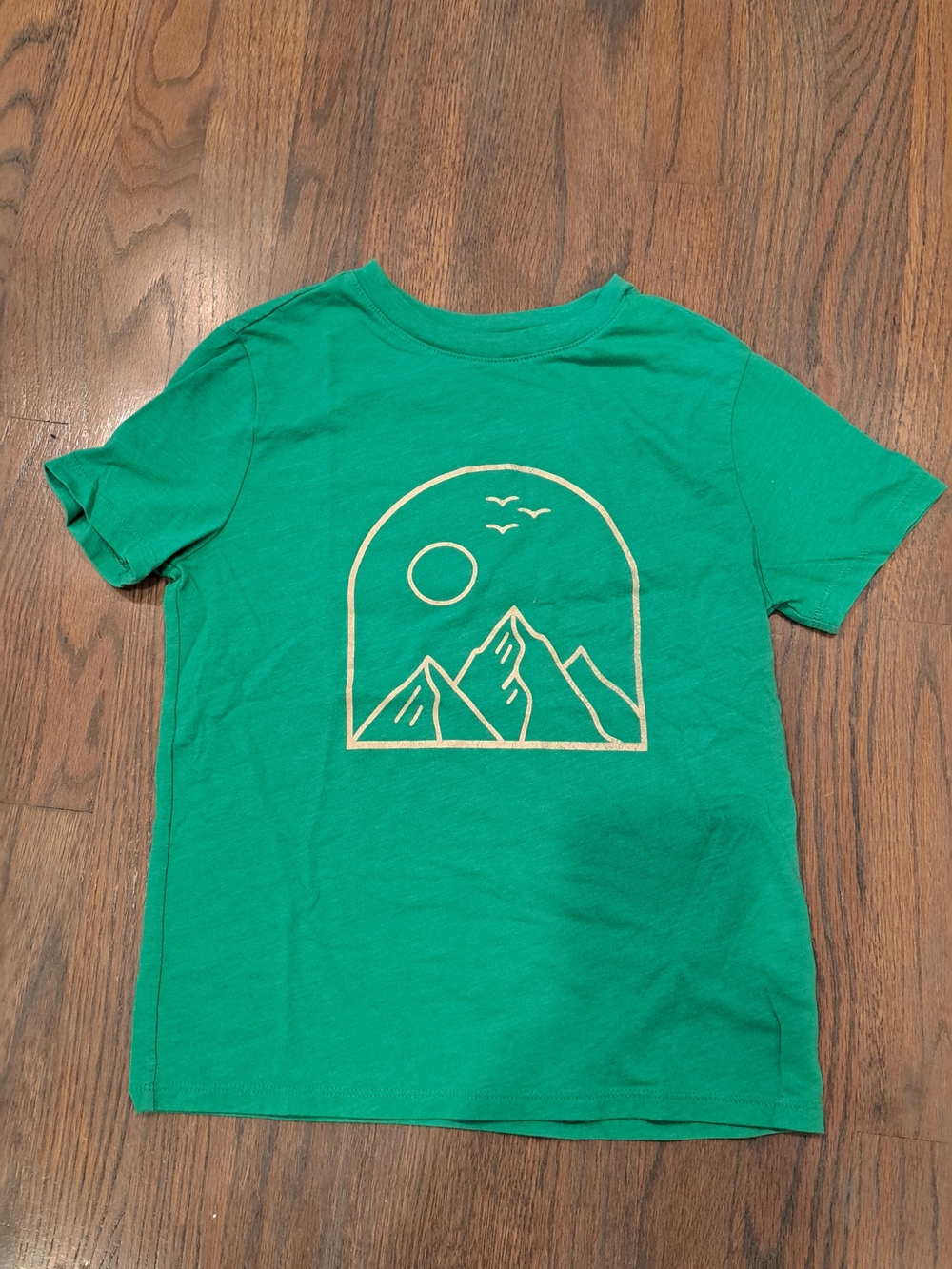 Cat & Jack Green Tee with Cream Mountain Graphic